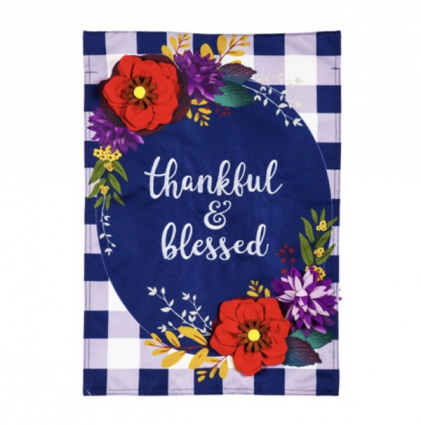 Fall Floral Checked Mini Flag
