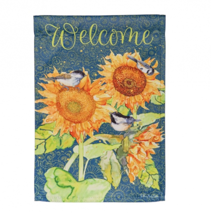Sunflowers and Birdies Suede Mini Flag