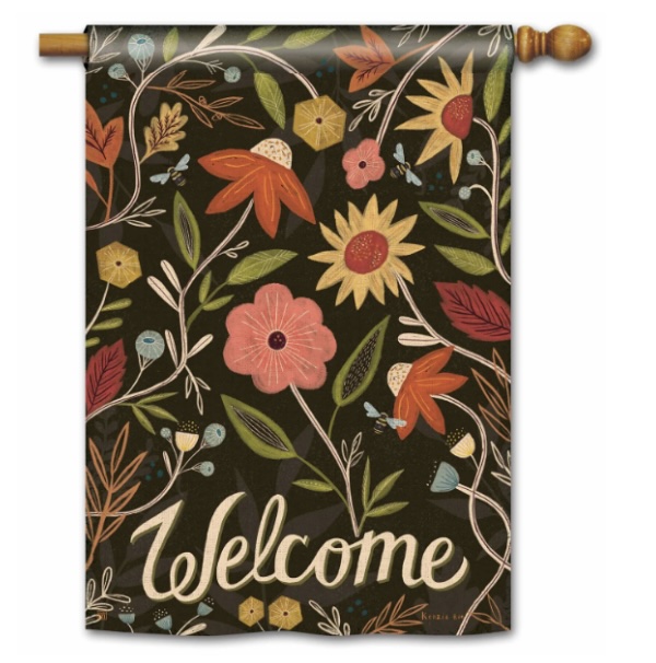 Gather and Be Grateful Floral House Flag