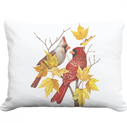 Cardinals with Leaves Pillow