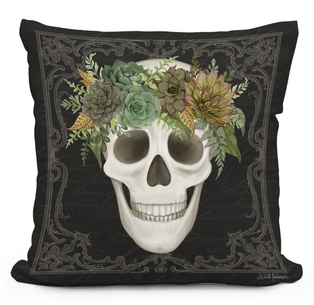 Skull with Crown Pillow