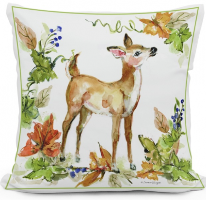 Deer with Leaves Pillow  