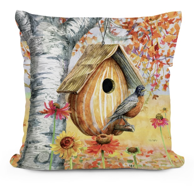 Pumpkin Birdhouse Decorative Pillow