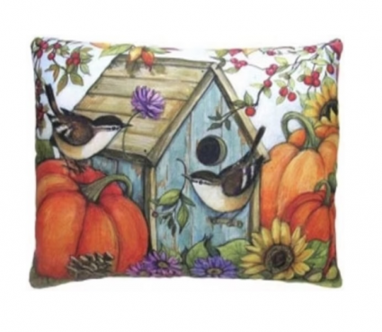 Pumpkin Birdhouse Pillow 