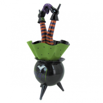 Bewitched Cauldron with Witch Legs Sticking Out the Top