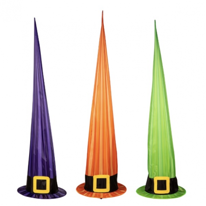 Halloween Witch Hat Garden Stake with Color Changing Lights