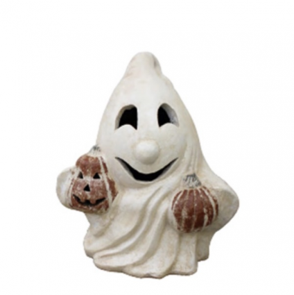 Ghost Holding Two Small Pumpkins