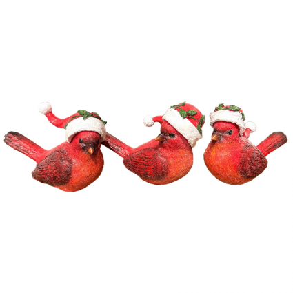 Red Cardinals with Santa Hats 7.3" x 5" (sold separately)