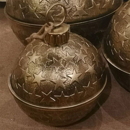 Star Embossed Gold Jingle Bell  21" 