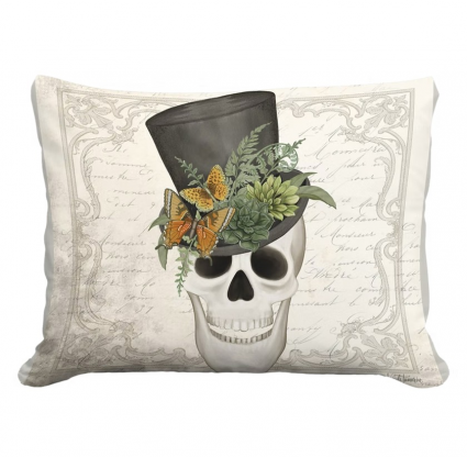 Skull with Top Hat Pillow