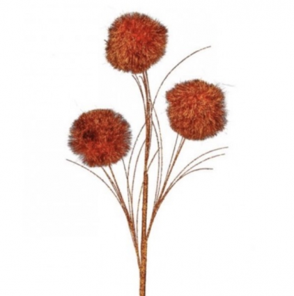 Orange Glitter Pompom Spray 35"