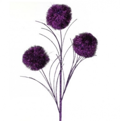 Orange Glitter Pompom Spray 35"