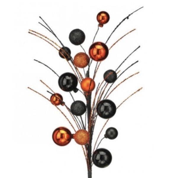 Orange & Black Glitter Ball Halloween Spray 20"