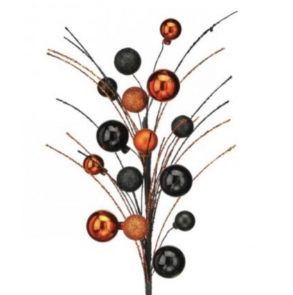 Orange & Black Glitter Ball Halloween Spray 20"