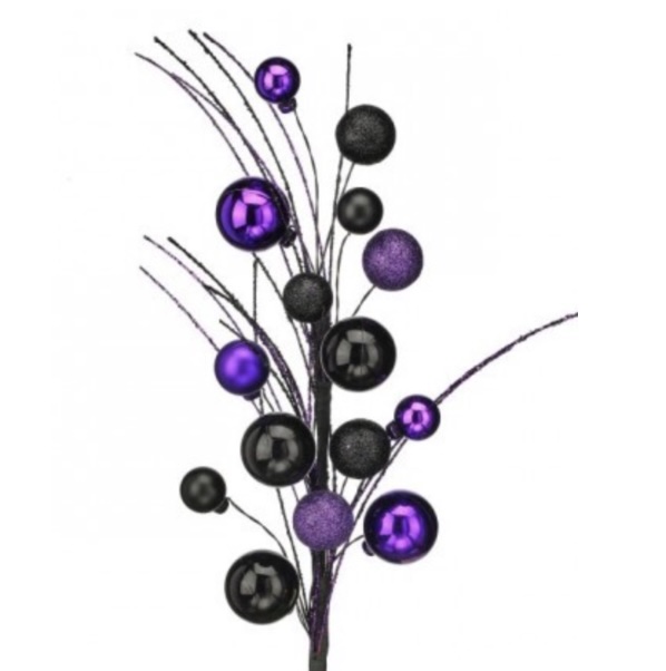 Purple & Black Glitter Ball Halloween Spray 20"