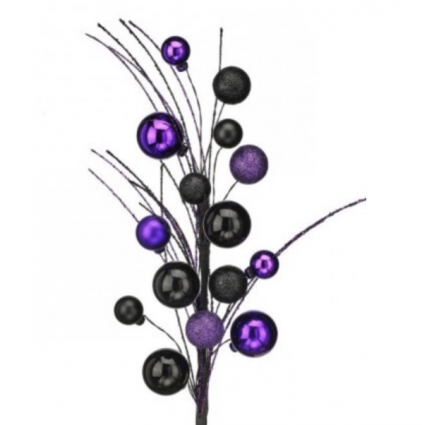 Purple & Black Glitter Ball Halloween Spray 20"
