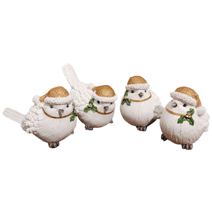 White Birds with Gold Hats  6" x 5"  (sold separately)