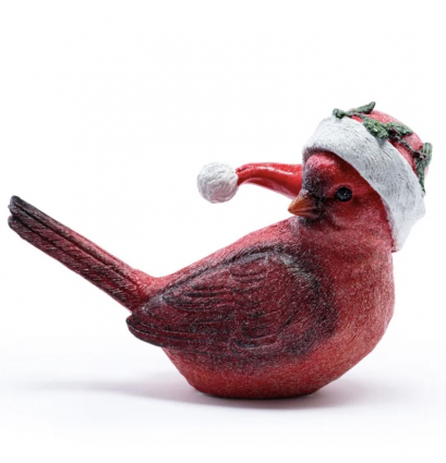 Cardinal with Christmas Hat