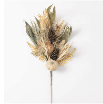 Pumpkin Husk Spray with Feathers