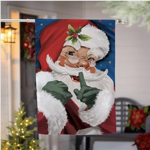 Traditional Santa Portrait Burlap House Flag