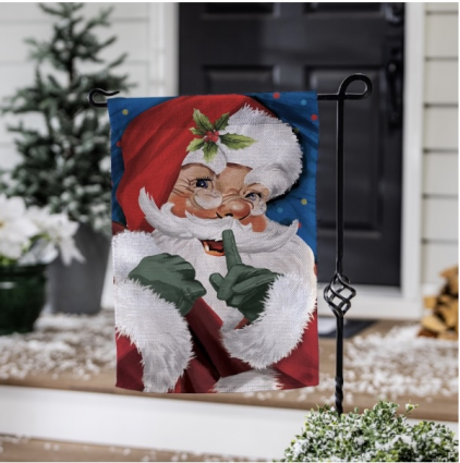 Traditional Santa Portrait Burlap Mini Garden Flag