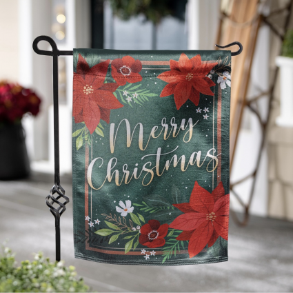 Floral Merry Christmas Lustre Mini Garden Flag