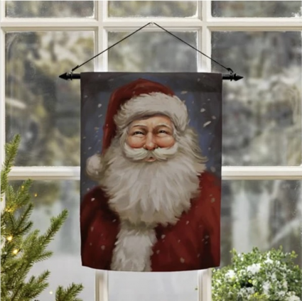 Joyful Santa Suede Garden Flag