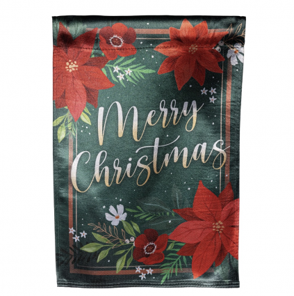 Floral Merry Christmas Lustre Garden Flag