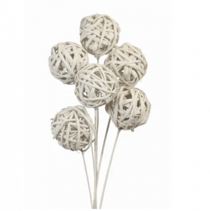 White on White Kamboi Balls 3" (6 Stems)