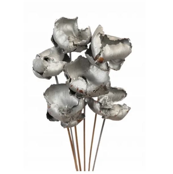 Silver Metallic Palm Caps (6 Stems)