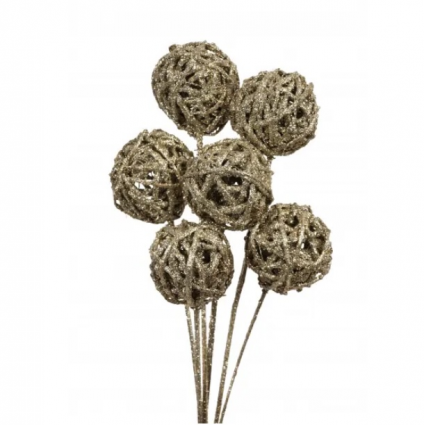 Champagne Glitter Kamboi Balls 3" (6 Stems)
