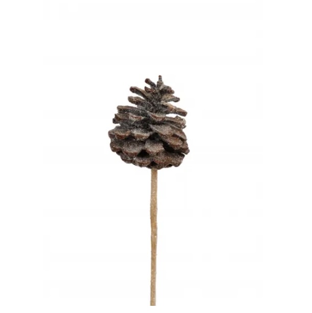 Frosted Glitter Pine Cones Regular (Stem)