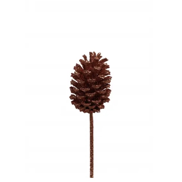 Copper Glitter Pine Cones Regular (Stem)