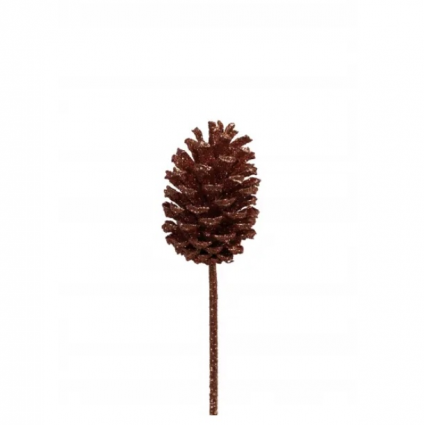 Copper Glitter Pine Cones Regular (Stem)