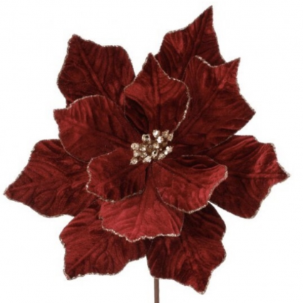 Rich Velvet Poinsettia Stem 24"