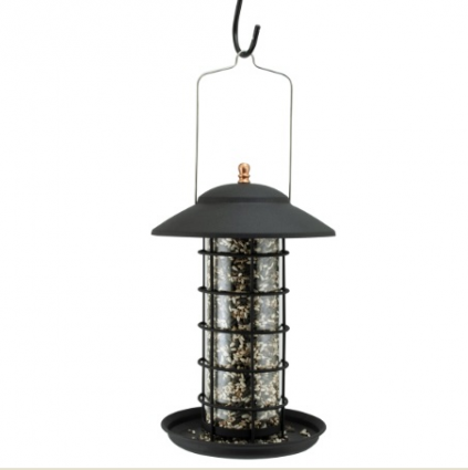 Modern Farmhouse Metal & Glass Seed Feeder