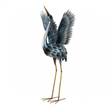 Metal Sea Blue Crane with Head Up