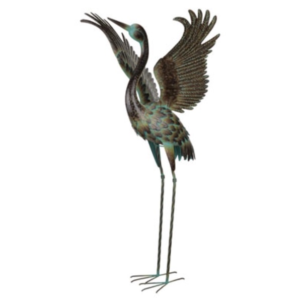 Metal Green Crane with Wings Up