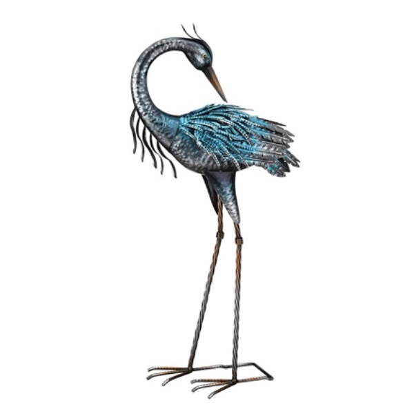 Iridescent Heron Statue Preening