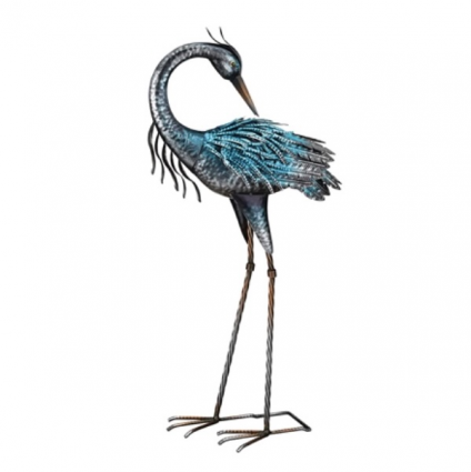 Iridescent Heron Statue Preening