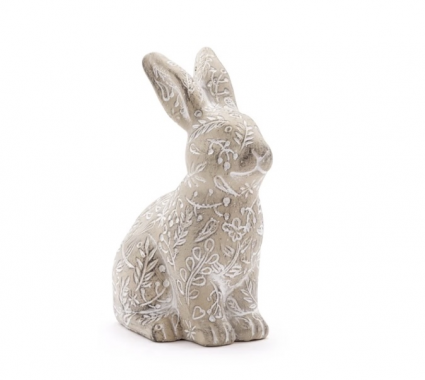 Whitewash Floral Sitting Bunny