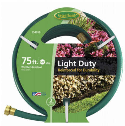 Garden Hose, Nylon-Reinforced 3-Ply Vinyl, Light Duty, 5/8-In. x 75-Ft.