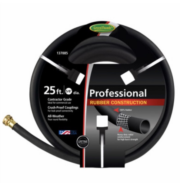 Rubber Garden Hose, Heavy-Duty, 5/8-In. x 25-Ft.