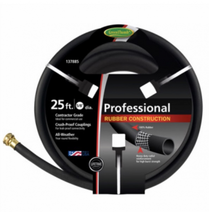 Rubber Garden Hose, Heavy-Duty, 5/8-In. x 25-Ft.