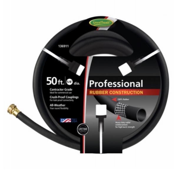 Rubber Garden Hose, Heavy-Duty, 5/8-In. x 50-Ft.