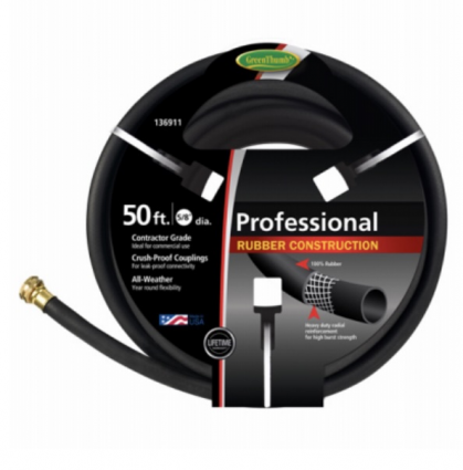 Rubber Garden Hose, Heavy-Duty, 5/8-In. x 50-Ft.