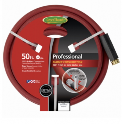 Professional Hot Water Rubber Hose, Red, 5/8-In. x 50-Ft.