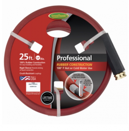 Professional Hot Water Hose, 3-Ply Rubber, 5/8-In. x 25-Ft.