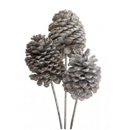 Jeffrey Pine Cones X-Large Silver Glitter