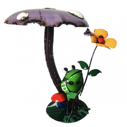 Frog Leaning on Mushroom